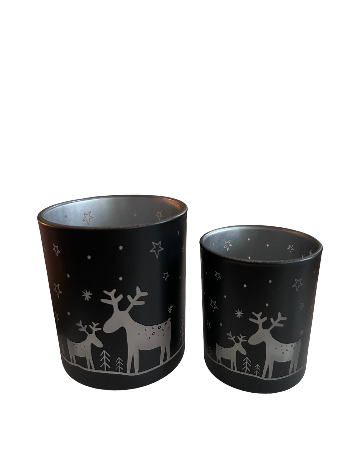 Theelichthouder modern rendier β zwart/grijs β glas β groot of klein β Boltze