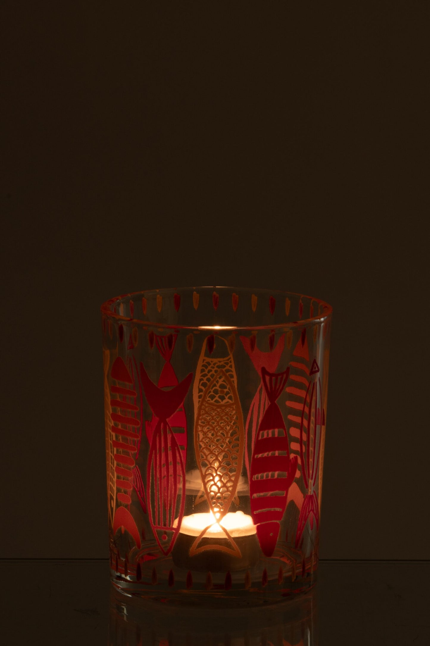 Windlicht Vissen Glas – Roze & Oranje – 2 Maten