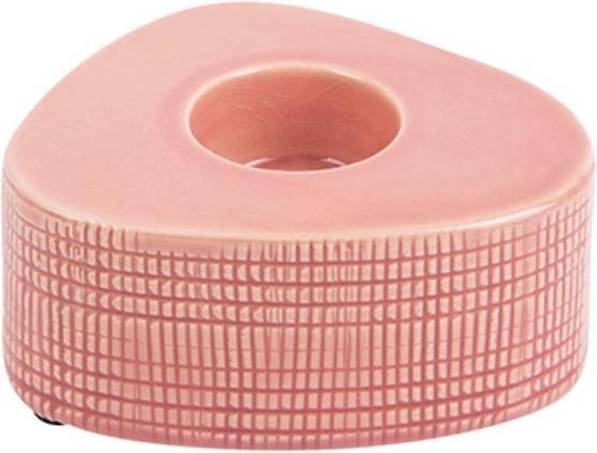 Theelichthouder Triangle Roze – Keramiek – 3 Hoogtes