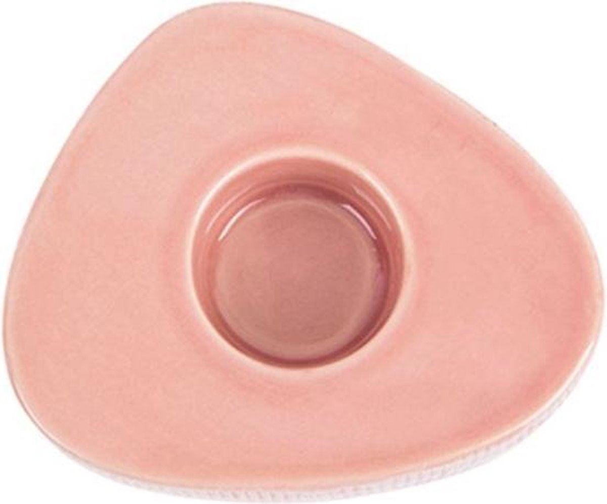 Theelichthouder Triangle Roze – Keramiek – 3 Hoogtes