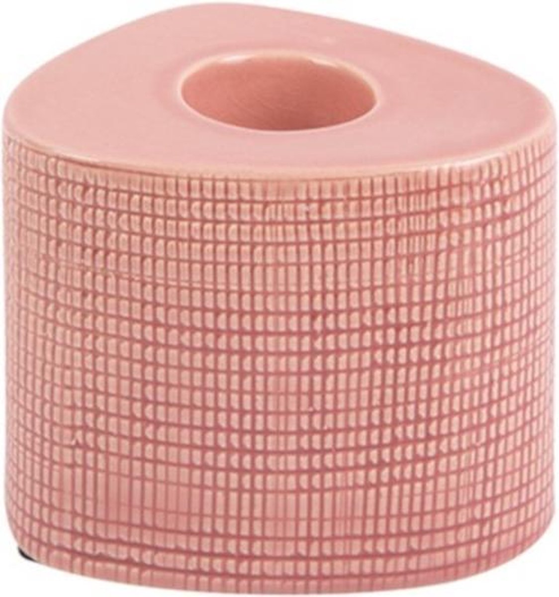 Roze keramieken theelichthouder Triangle – driehoekig – 10, 7 en 5 cm hoog