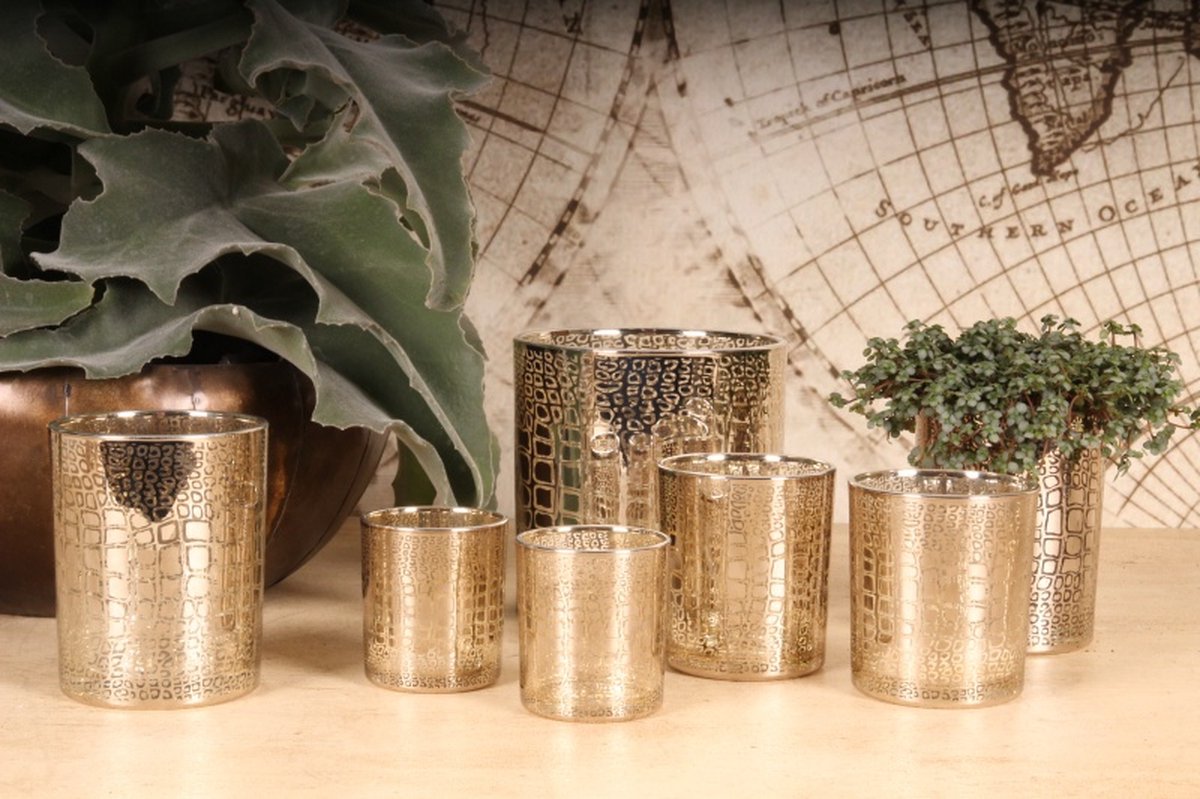 Theelichthouder Crocoprint Zilver – 4 Formaten