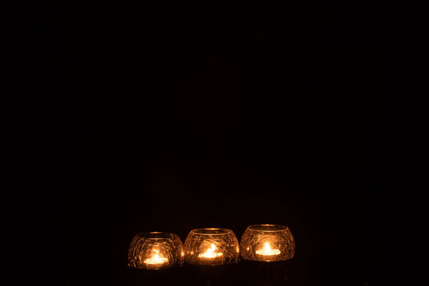 Set Waxinelichthouders Craquelé Glas & Metaal