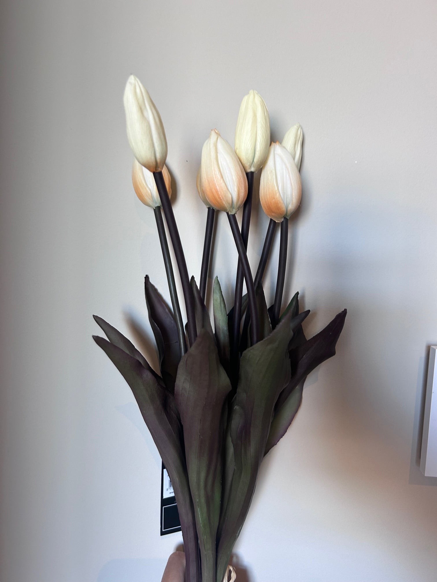Künstliche Tulpen Real Touch – 7er Strauß Cremeweiß – 44 cm