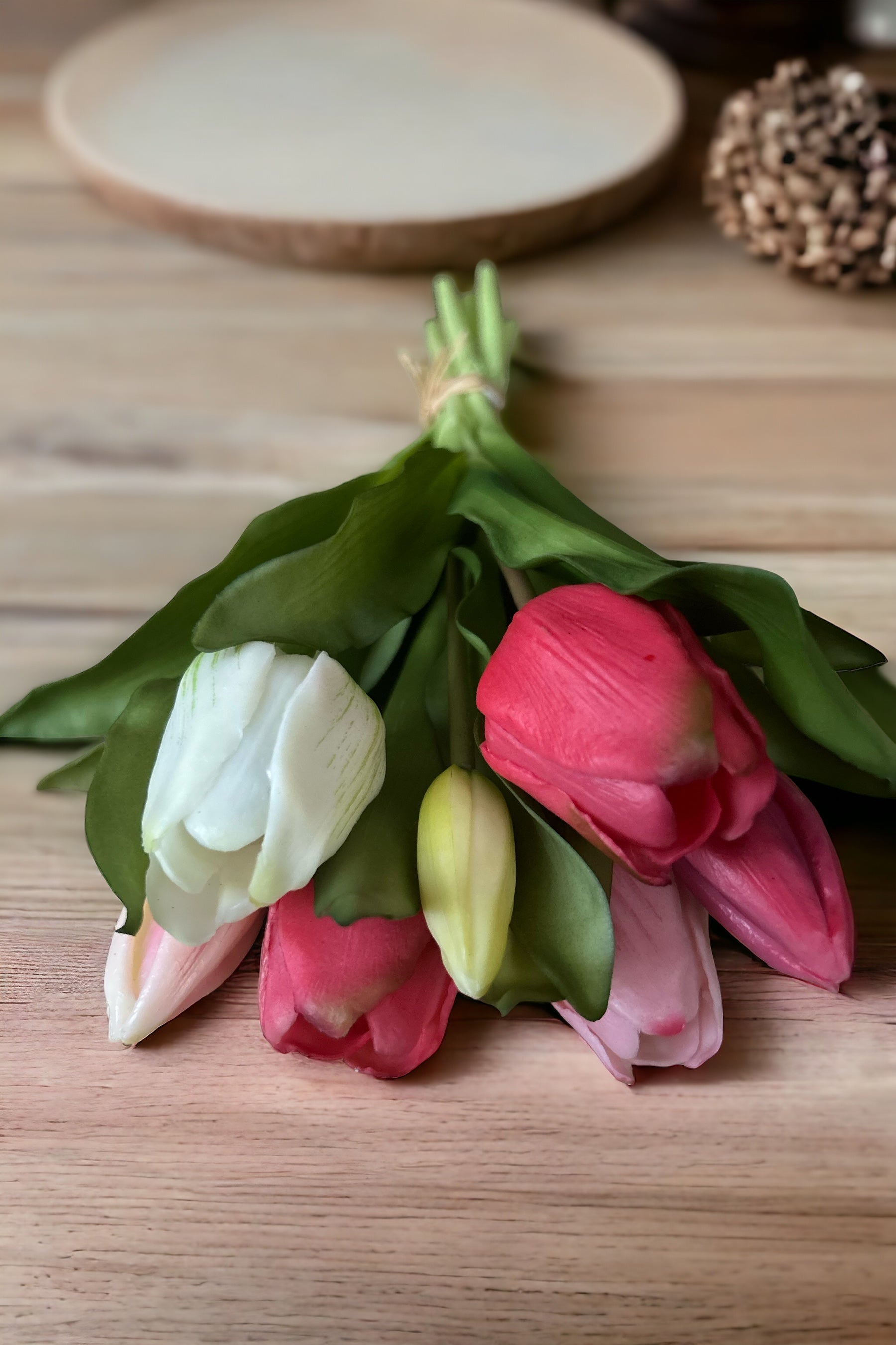 Künstliche Tulpen Real Touch – Strauß mit 7 gemischten Farben – 30 cm