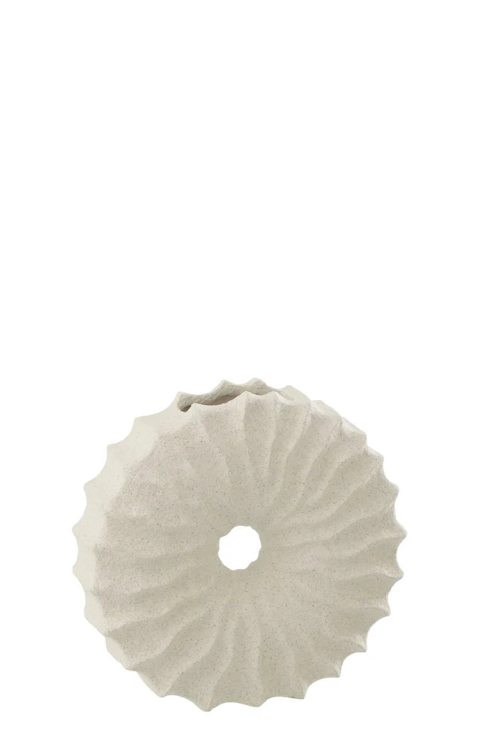 Round Design Vase White – Sculptural Pottery Vase 20 cm