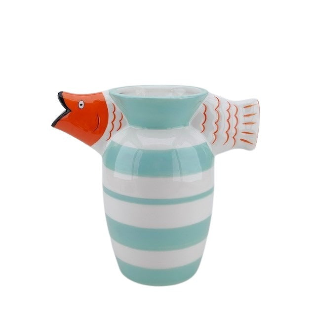 Fishy Fun Vissenkan/Vaas – Oranje Gestreept (23 cm)