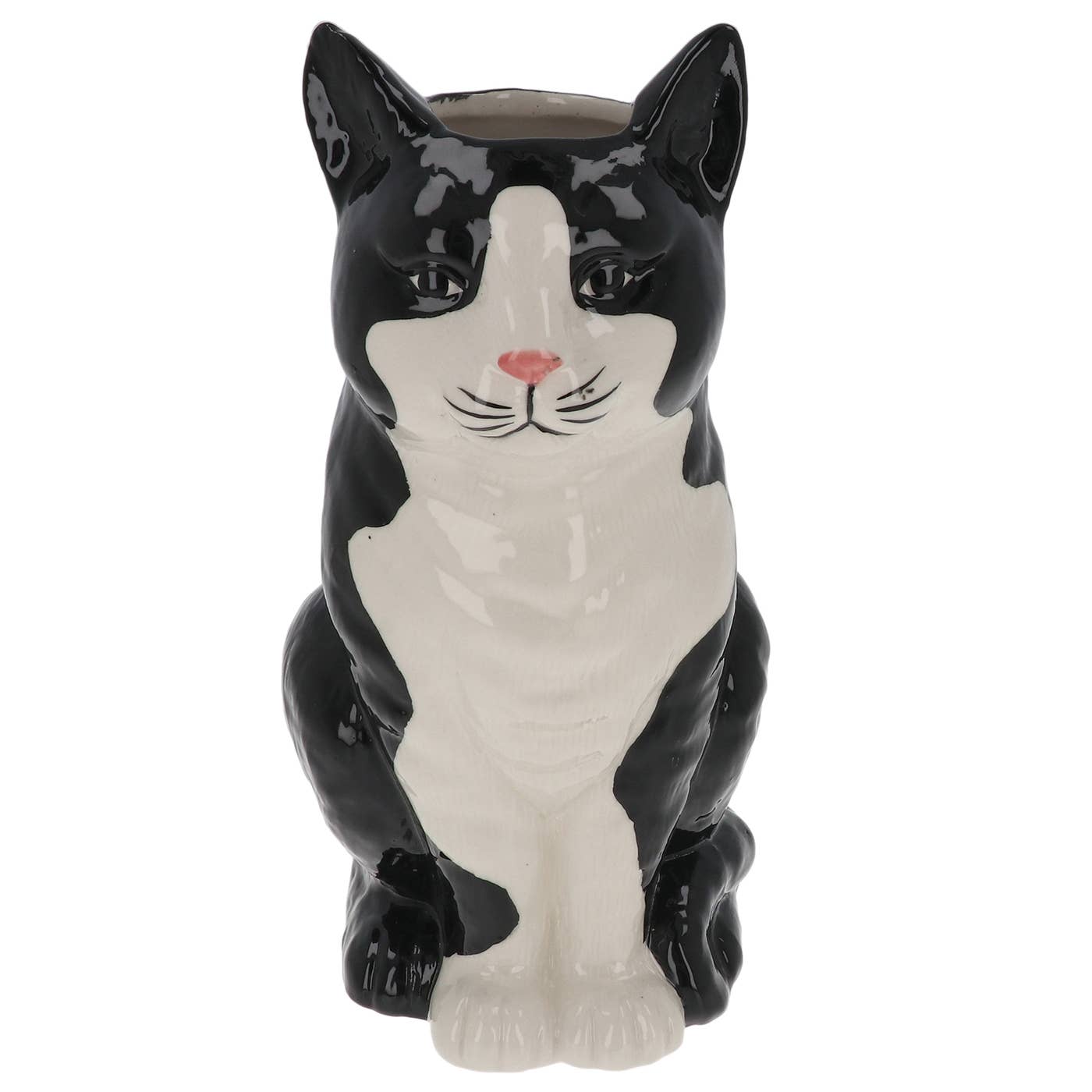 Schwarz-weiße Katzenvase – Keramik – Dekorativ & Funktional – Krokomingo