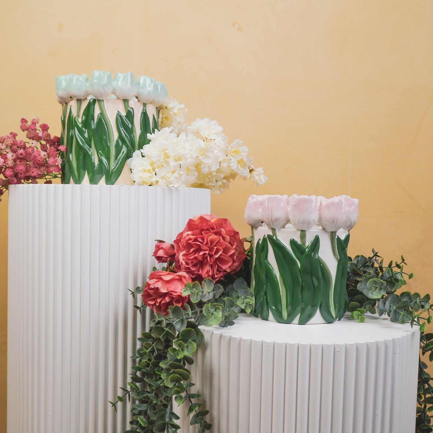 Ceramic Tulip Vase – Pink – Dolomite – 14 cm