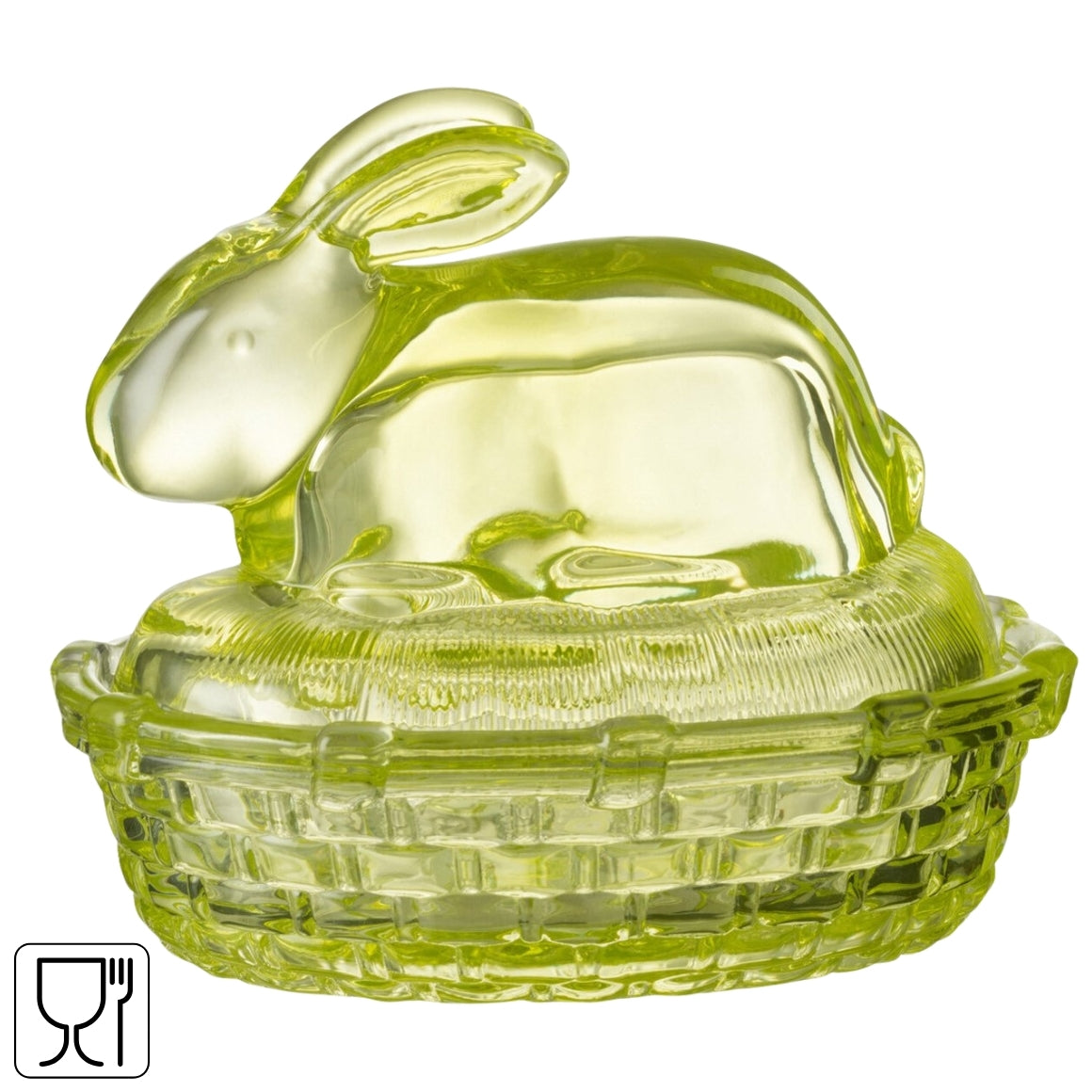 Glazen voorraadpot in de vorm van een konijn – lentegroen – 14 x 10 x 11 cm – J-Line – paasdecoratie