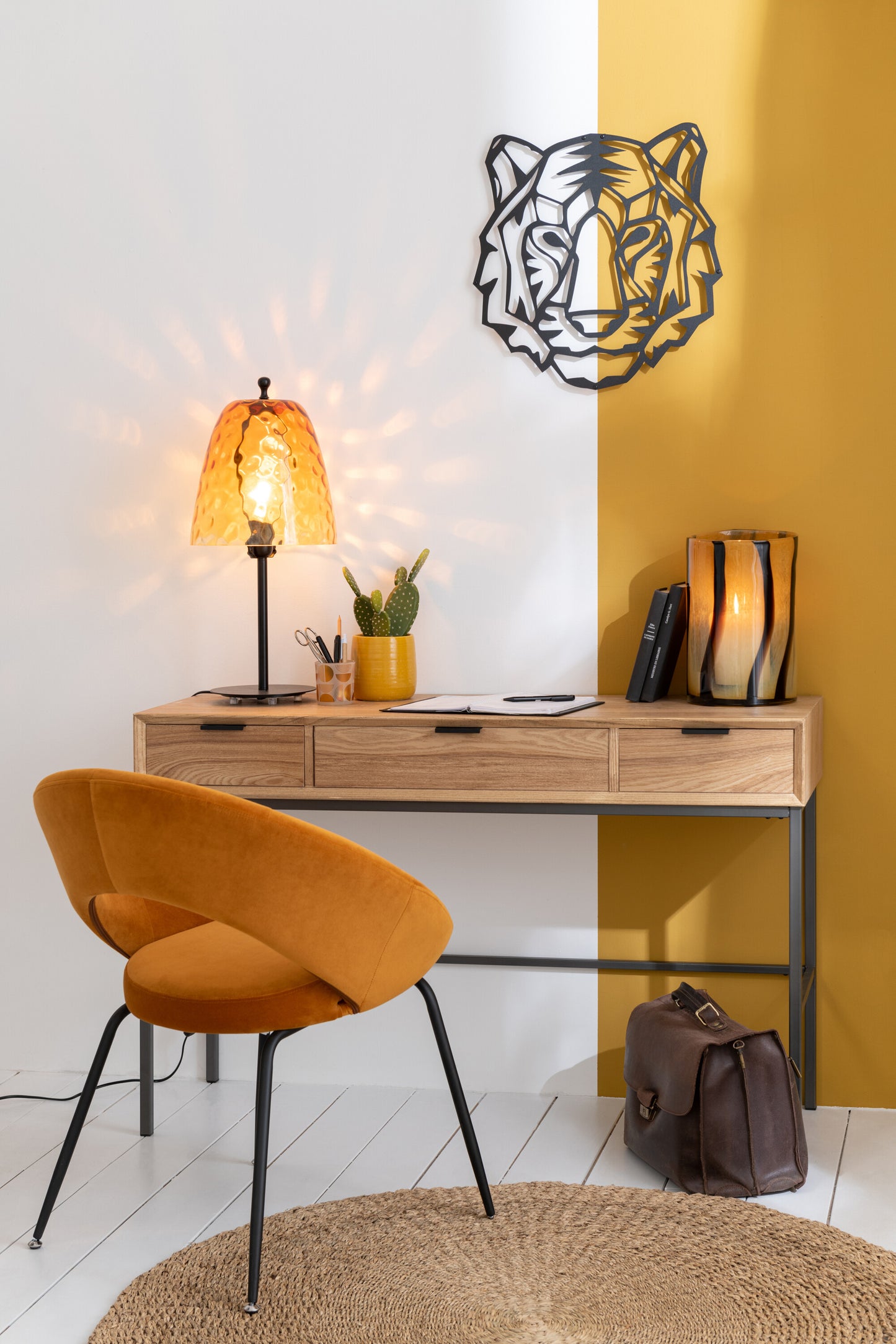 Tijgerkop Wanddecoratie Zwart Metaal – 48,5 cm