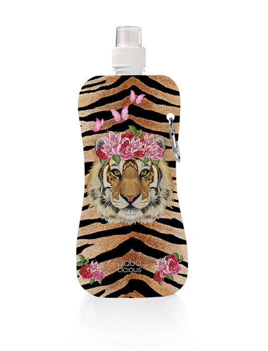 Tijgerprint opvouwbaar waterzakje 450 ml BPA‑vrij draagbaar