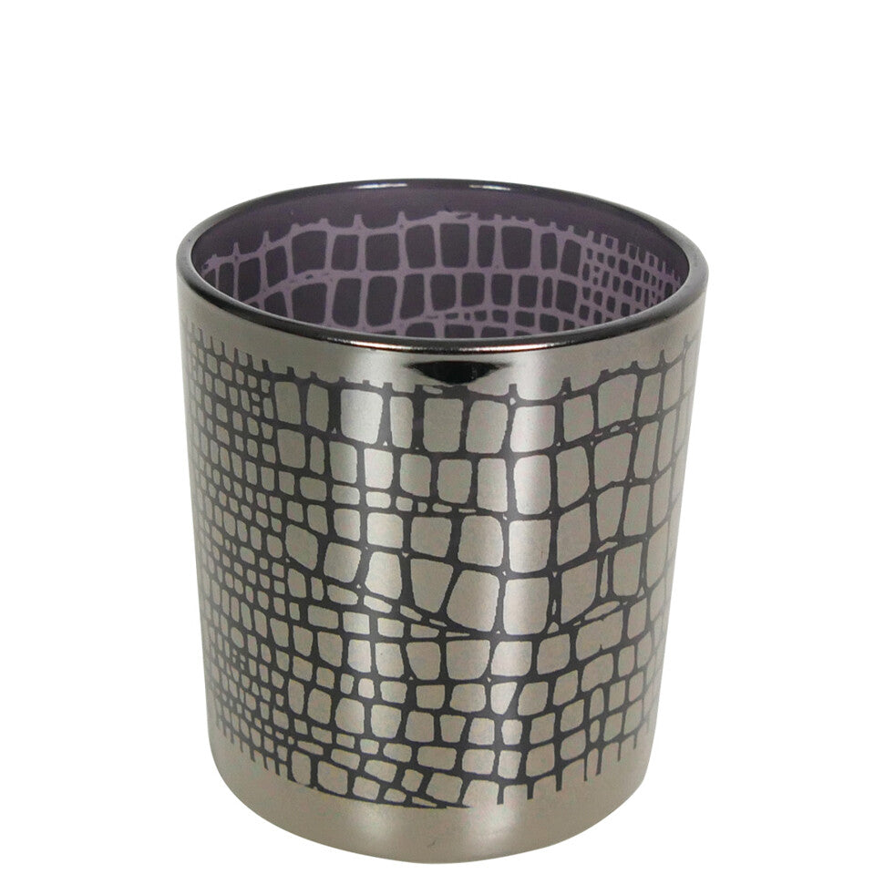 Theelichthouders Krokodillenprint Zilver – Luxe Glas in 3 Maten