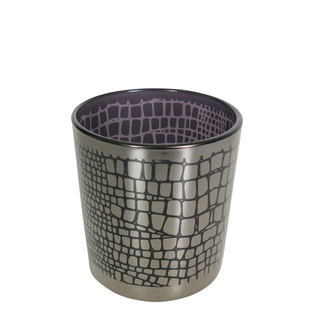 Theelichthouders Krokodillenprint Zilver – Luxe Glas in 3 Maten