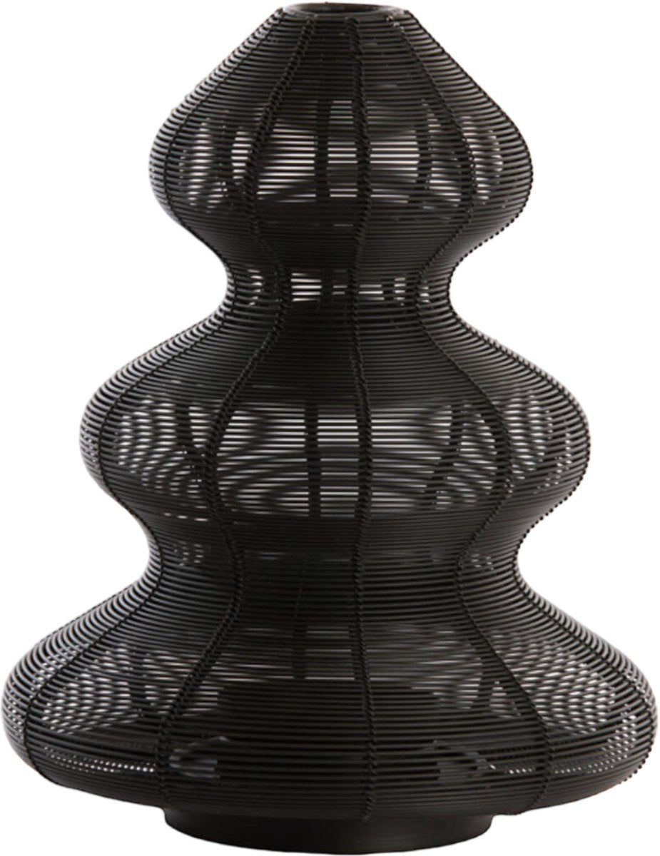 Zwarte metalen windlicht in kerstboomvorm – Light & Living – Ø16 x 19 cm