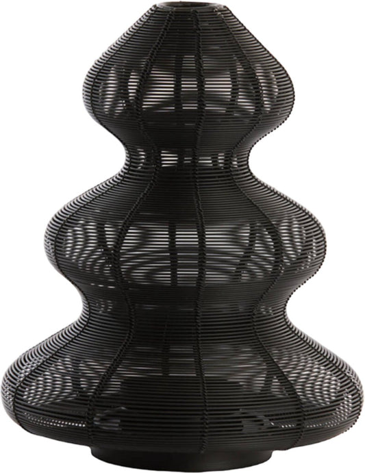 Zwarte metalen windlicht in kerstboomvorm – Light & Living – Ø16 x 19 cm