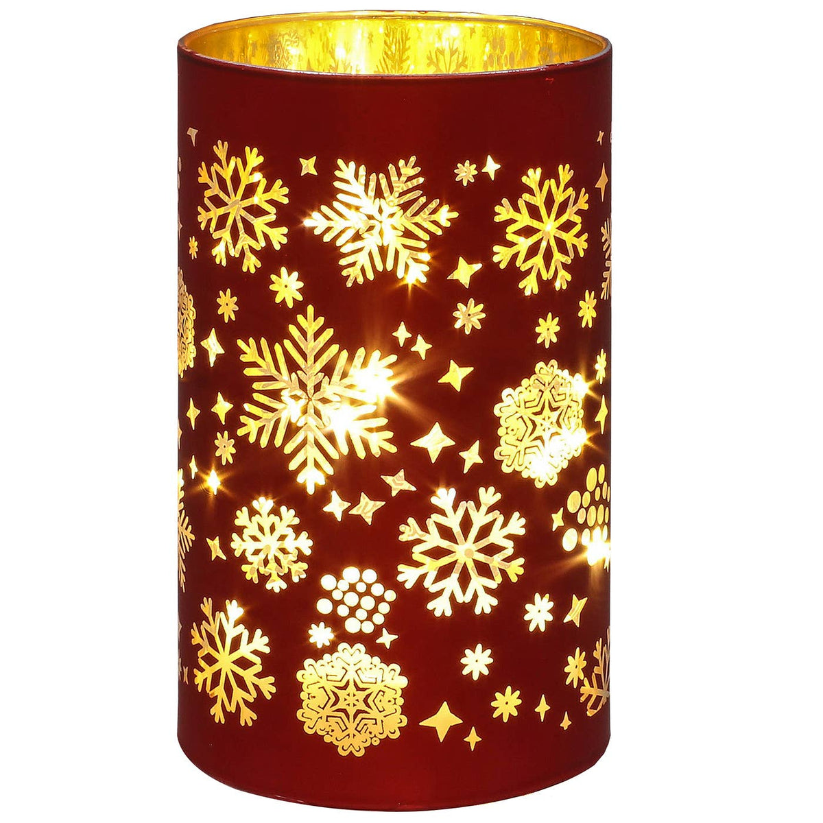Glazen LED Kerstlamp met Wintertafereel – Zwart, Crème-Goud of Rood | 15 cm
