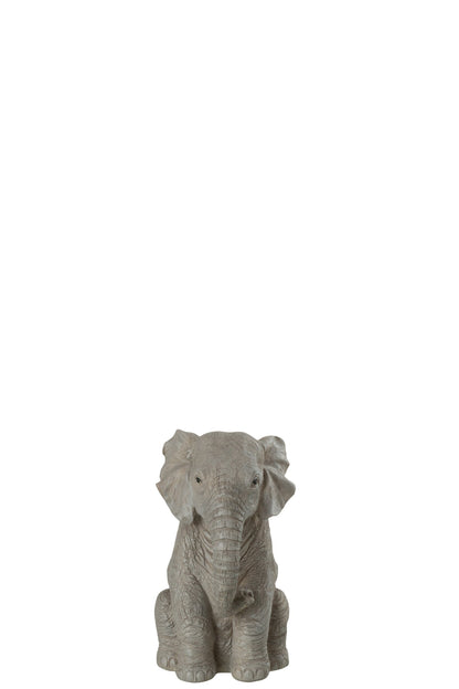 Olifant beeld zittend grijs 18,5 cm
