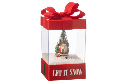 Kerstlantaarn Cadeauvorm – LED, Muziek & Sneeuweffect