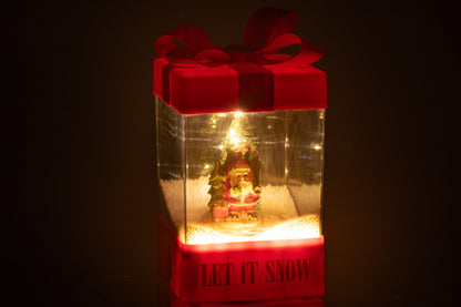 Kerstlantaarn Cadeauvorm – LED, Muziek & Sneeuweffect