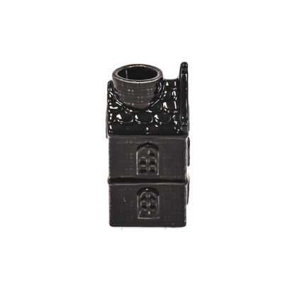 Zwart Keramiek Huisje – Kaarshouder – 11 cm