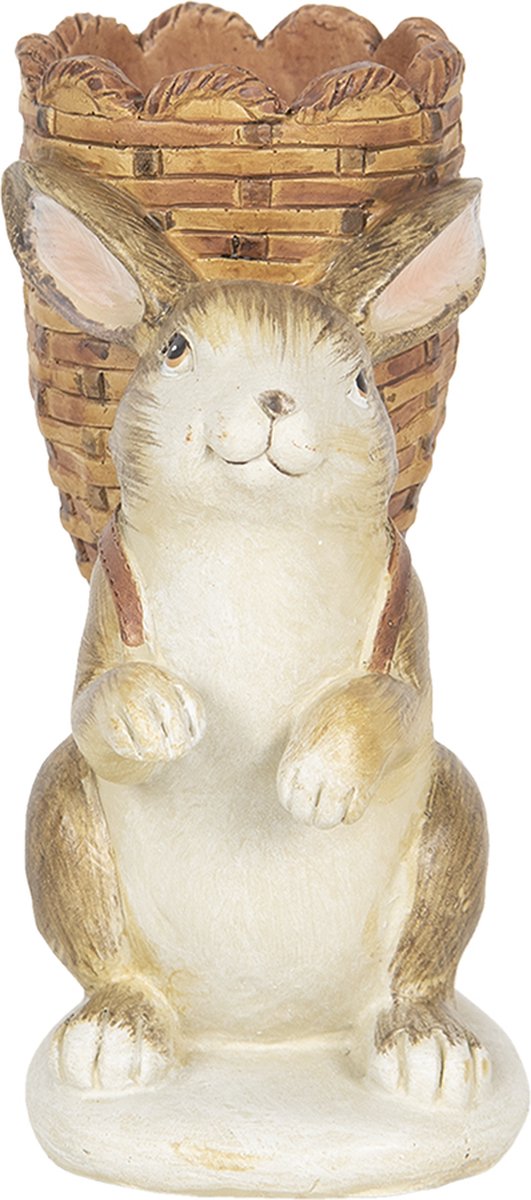 Beeld Paashaas Met Mandje – Waxinelichthouder – 14 cm