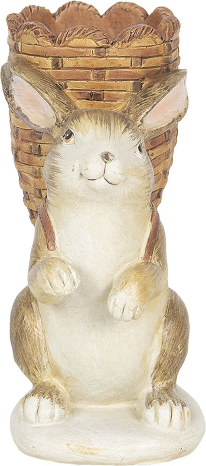 Beeld Paashaas Met Mandje – Waxinelichthouder – 14 cm
