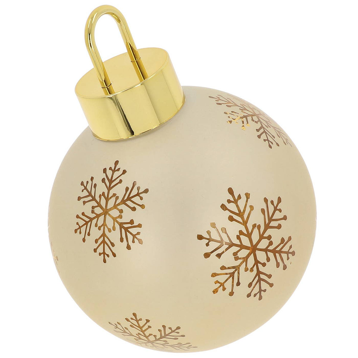 Glazen LED Decoratie Kerstbal Crème-Goud met Sneeuwvlokken – 17 cm