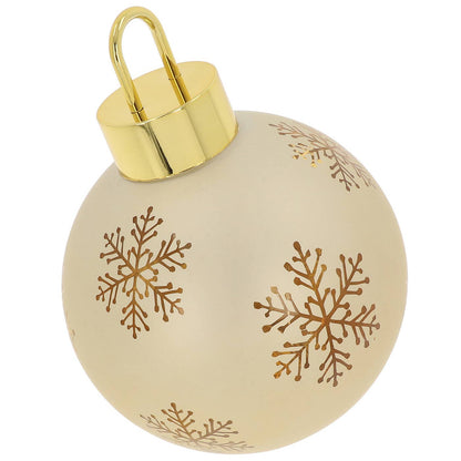 Glazen LED Decoratie Kerstbal Crème-Goud met Sneeuwvlokken – 17 cm