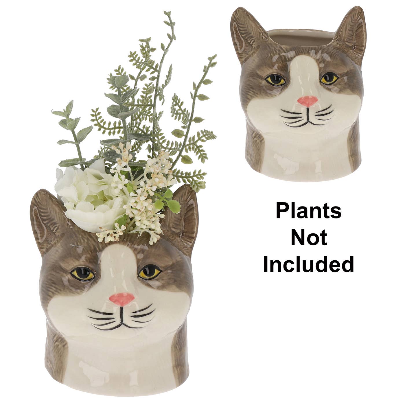 Kattenkop Vaas – Grijsbruin Keramiek – 12,5 cm