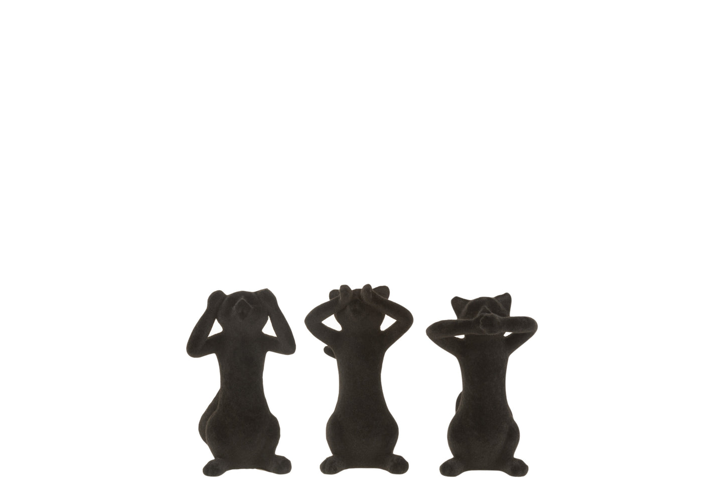 Katzenfiguren-Set „Nichts hören, sehen, sagen“ – Schwarzer Samt
