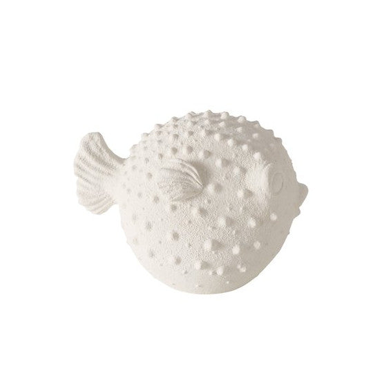 Kogelvis Puffy beeld wit steen 14 cm decoratie