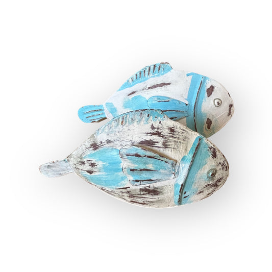 ibiza stijl vissenbeelden in blauw en wit