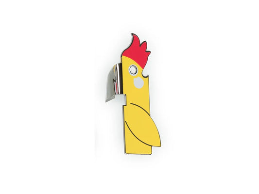Gele toekan flessenopener van roestvrijstaal – 10,5 cm – tropisch design – Bitten