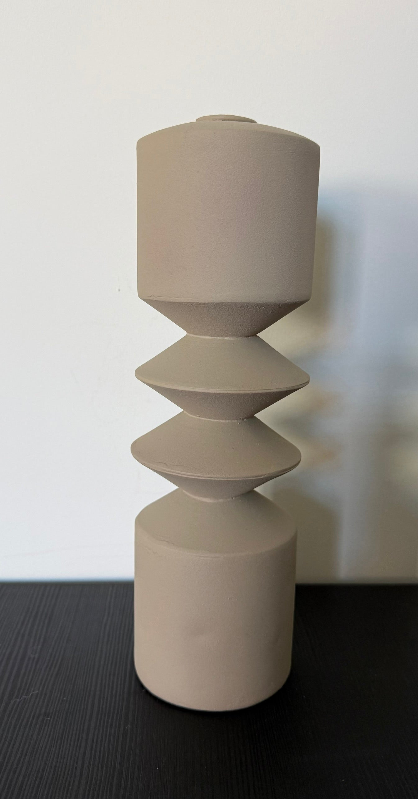 Beige Aluminum Candle Holder – Modern Design Taupe Candle Holder