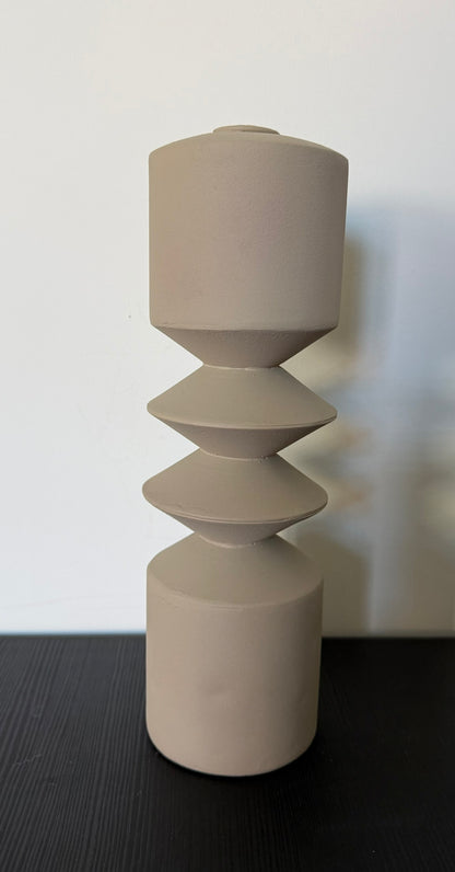 Beige Aluminum Candle Holder – Modern Design Taupe Candle Holder