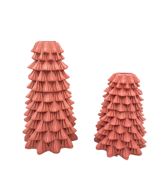 Roze kaarsenhouder kerstboomvorm – groot of klein – Krokomingo