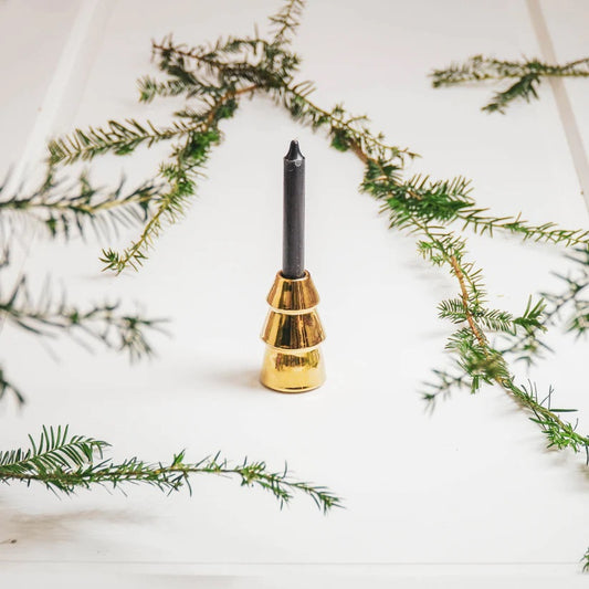 Gouden kerstboom kandelaar – Housevitamin – keramiek – 12 cm hoog