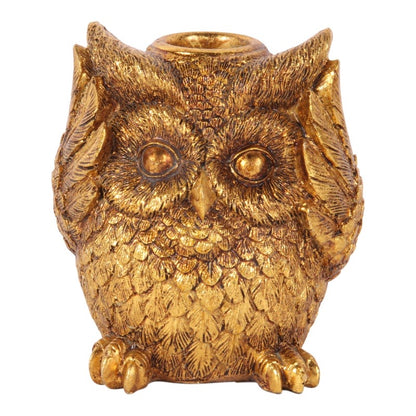 Golden Owl Candlestick – Hear, See or Speak No Evil – 9 cm