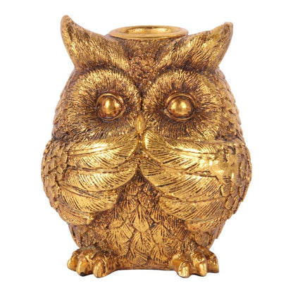 Golden Owl Candlestick – Hear, See or Speak No Evil – 9 cm