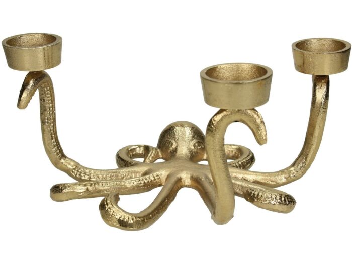 Gouden Octopus Waxinelichthouder – 3 Mini Theelichtjes