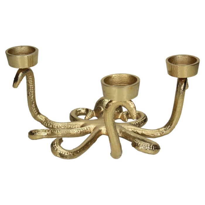 Gouden Octopus Waxinelichthouder – 3 Mini Theelichtjes