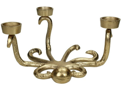 Gouden Octopus Waxinelichthouder – 3 Mini Theelichtjes