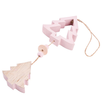 Weihnachtsbaum aus Holz zum Aufhängen, Rosa – 30 cm – Pusteblume