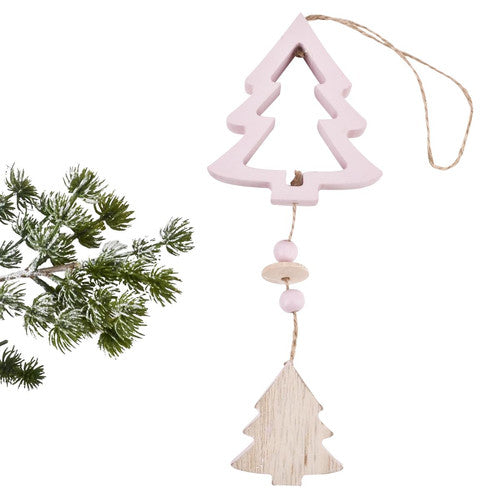 Roze houten kerstboomhanger in kerstboomvorm – 30 cm – Krokomingo