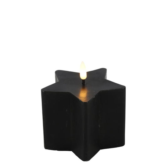 Zwarte LED-kaars stervorm – 10,5 cm – Countryfield – wax decoratie