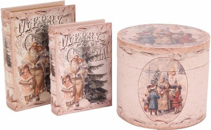 Opbergdoos Kerst Nostalgisch – Kerstman & Kinderen – 20 cm