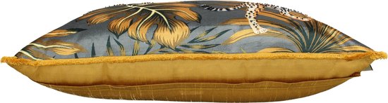 Fluwelen Luipaard Kussen – Luxe & Grijs (60x40 cm)