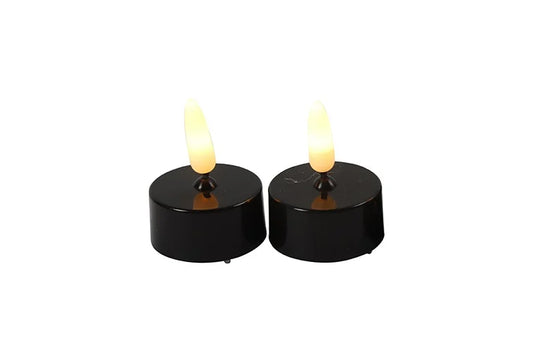 Zwarte LED theelichtjes set van 2 – luxe waxinelichtjes van Countryfield