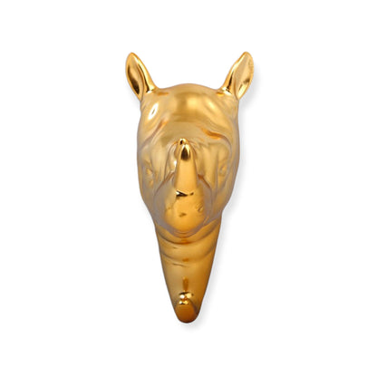 leuke gouden wandhaak in de vorm van een neushoorn